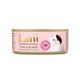 Lumi Beautiful Nutrition Tuna & Salmon collagen pâté wet cat food can on a white background. Made in New Zealand from 100% New Zealand Tuna, Salmon, Broth and Green Lipped Mussel.